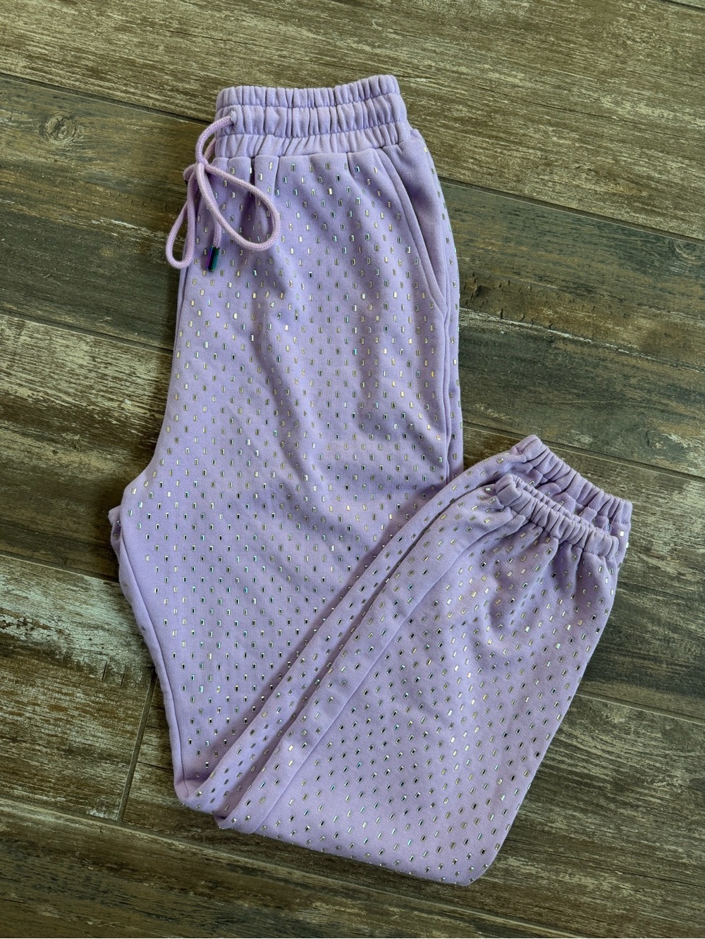 QUEEN OF SPARKLES Lavender Rhinestone Joggers